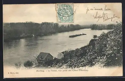 AK Herblay, La Seine, vue prise des Côtes d`Herblay