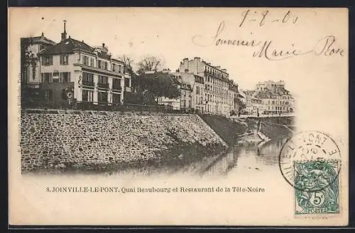 AK Joinville-le-Pont, Quai Beaubourg et Restaurant de la Tête-Noire