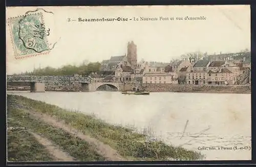 AK Beaumont-sur-Oise, Le Nouveau Pont et vue d`ensemble