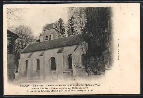 AK Piscop, Église du XIe siècle et Arbre de la Liberté planté en 1789