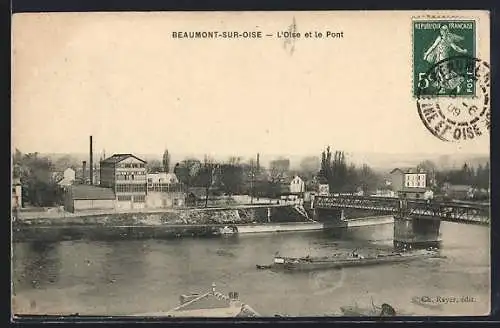 AK Beaumont-sur-Oise, L`Oise et le Pont