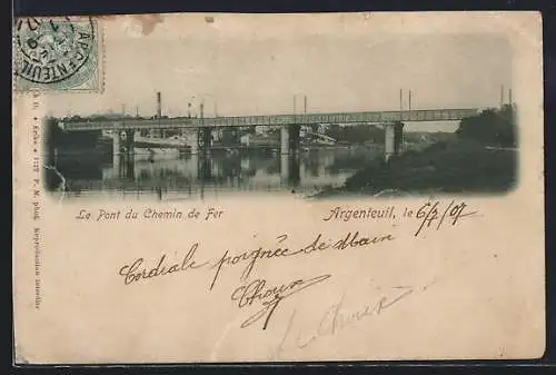 AK Argenteuil, Le Pont du Chemin de Fer sur la rivière