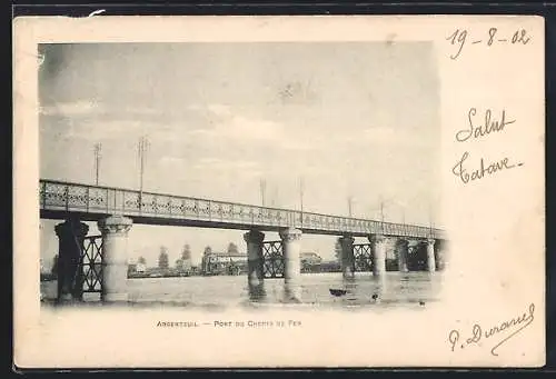 AK Argenteuil, Pont du Chemin de Fer sur la rivière