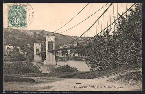 AK La Roche-Guyon, Le Pont Suspendu