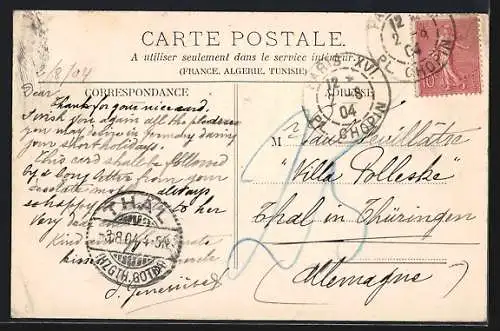 AK Isle-Adam, Vue du Patis avec péniche sur la rivière