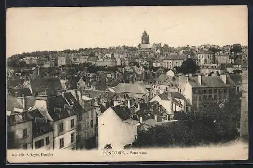 AK Pontoise, Panorama de la ville avec l`église en arrière-plan