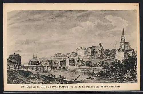 AK Pontoise, Vue de la ville prise de la Plaine de Mont-Brisson