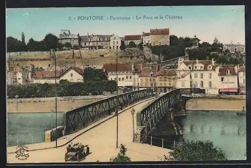 AK Pontoise, Panorama, Le Pont et le Château
