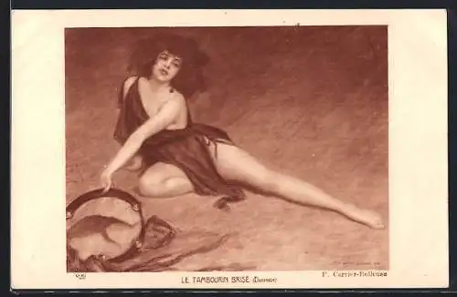 Künstler-AK Le Tambourin Brisé (Danseuse), Tänzerin mit Tambourin