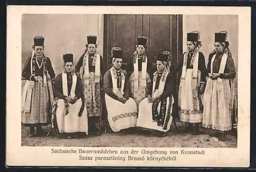 AK Kronstadt, Sächsische Bauernmädchen in Trachten