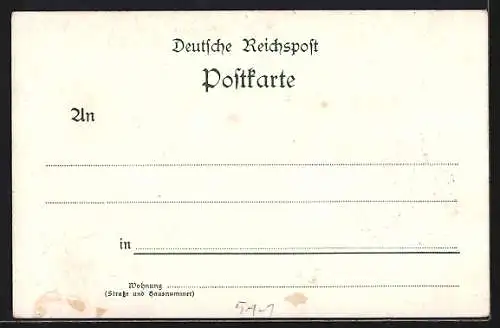 Lithographie Hannover, Paar in Trachten an einem Zaun