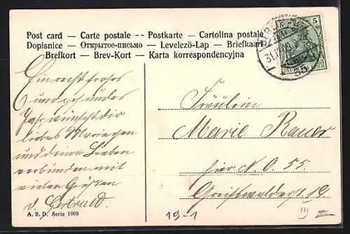 AK Geldbeutel und Geldscheine, Neujahrskarte