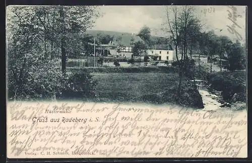 AK Radeberg i. S., Hüttermühle mit Teich