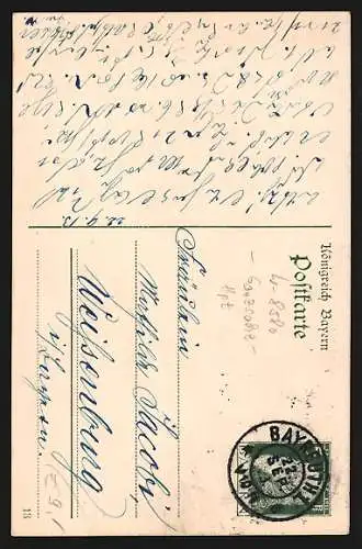 AK Bayreuth, September 1913, Passepartout mit Stechpalmenzweigen