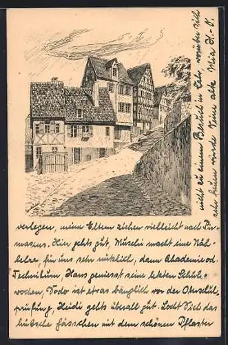 Künstler-AK Calw /Württ. Schwarzwald, Partie in der Haag-Gasse