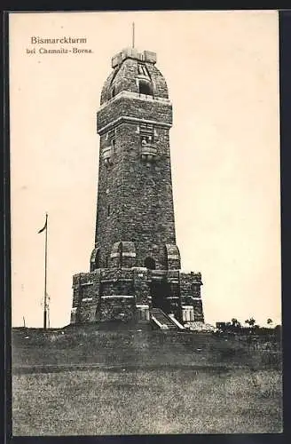 AK Chemnitz-Borna, Blick auf den Bismarckturm