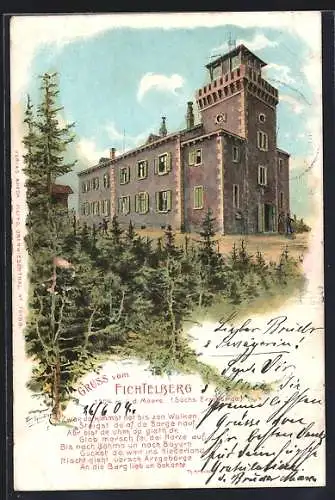 AK Oberwiesenthal, Unterkunftshaus auf dem Fichtelberg