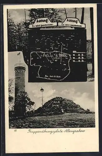 AK Altengrabow, Truppenübungsplatz, Achtung, es wird geschossen Schild