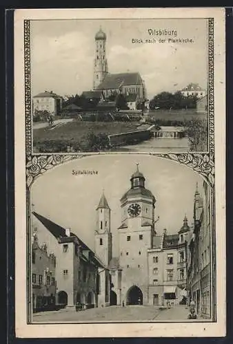 AK Vilsbiburg, Blick auf die Pfarrkirche und Spitalkirche