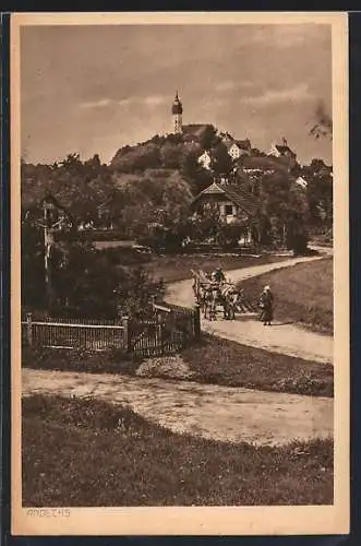 AK Andechs, Teilansicht mit Ortseingang