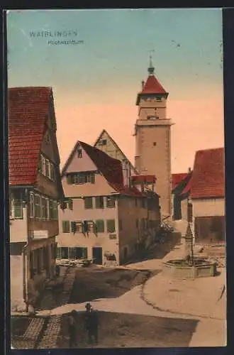 AK Waiblingen, Strassenpartie am Hochwachtturm