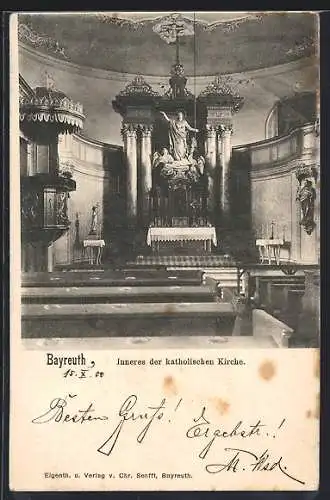 AK Bayreuth, Inneres der katholischen Kirche mit Altar