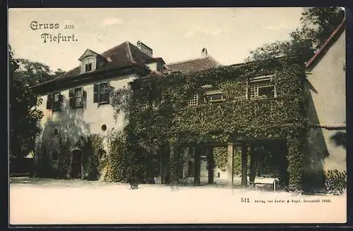 AK Tiefurt, Haus mit bewachsener Wand