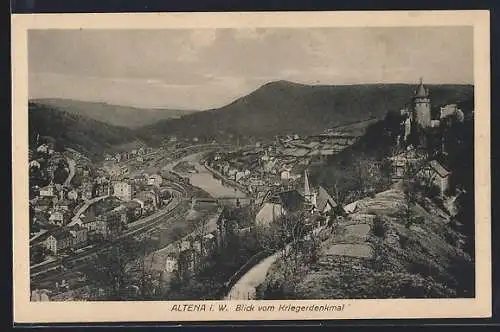 AK Altena i. W., Blick vom Kriegerdenkmal