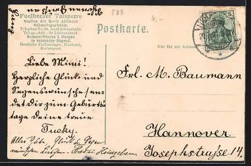 AK Altena, Gasthaus Fuelbecker Talsperre mit Sperrmauer