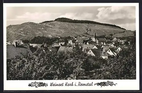 AK Korb i. Remstal, Ortsansicht mit Landschaft