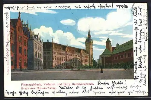 AK Braunschweig, Finanzgebäude, Rathaus und Burg Dankwarderode