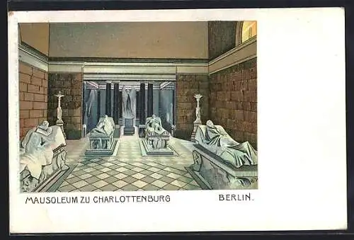 Lithographie Berlin-Charlottenburg, Innenhalle des Mausoleums