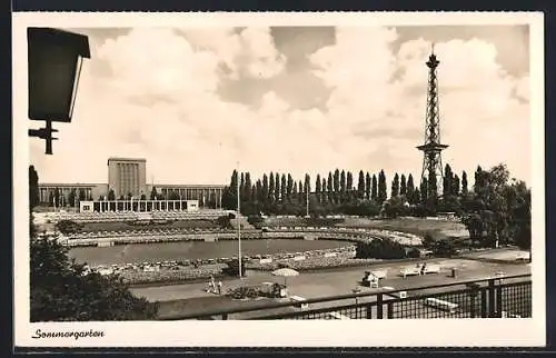 AK Berlin-Charlottenburg, Sommergarten und Funkturm
