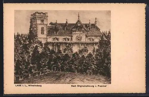 Künstler-AK Lage i. L., Blick auf die Wilhelmsburg