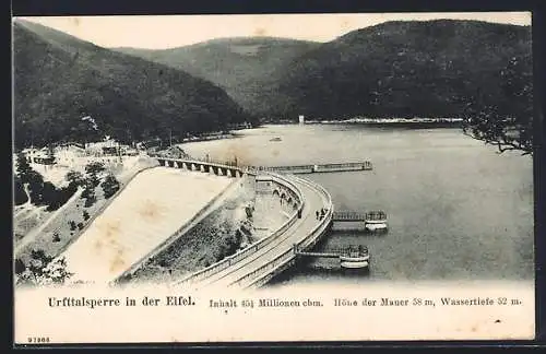 AK Urfttalsperre in der Eifel, Talsperre mit Zufahrt und Besuchern