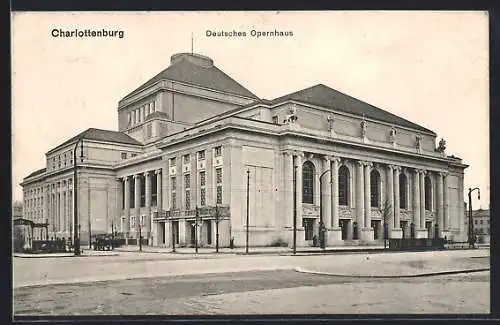 AK Berlin-Charlottenburg, Deutsches Opernhaus mit Strassenpartie