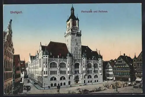 AK Stuttgart, Marktplatz und Rathhaus