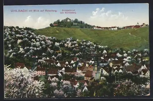 AK Uhlbach / Rotenberg, Teilansicht mit Königlicher Grabkapelle auf dem Württemberg und Rotenberg