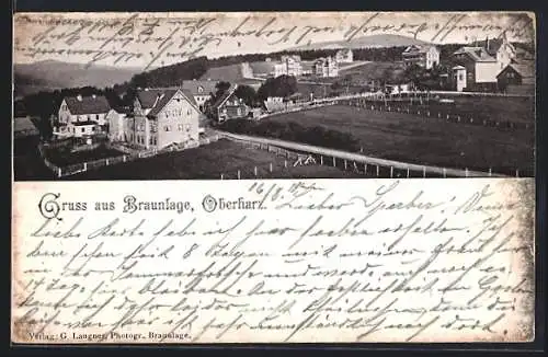 AK Braunlage /Oberharz, Ortsansicht mit abgezäunten Feldern