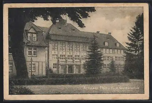 AK Arnstadt /Thür., Fürst Güntherschule mit Gartenpartie