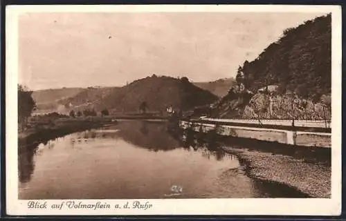 AK Volmarstein a. d. Ruhr, Flusspartie mit Hügelpanorama