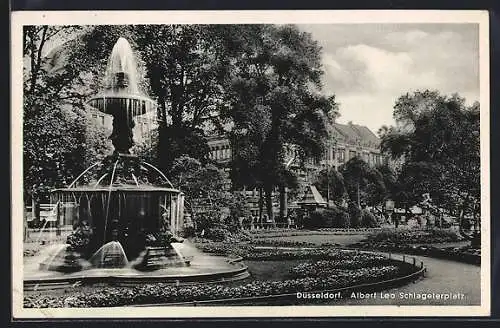 AK Düsseldorf, Albert Leo Schlageterplatz mit Springbrunnen