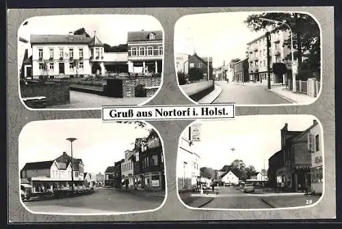 AK Nortorf i. Holst., Ortsansichten, Strassenpartien und Geschäfte