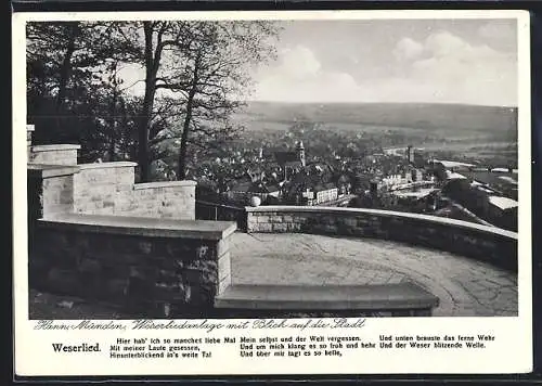 AK Hann. Münden, Weserliedanlage mit Blick auf die Stadt