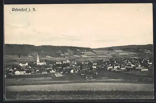 AK Wehrsdorf i. S., Ortsansicht mit Landschaft