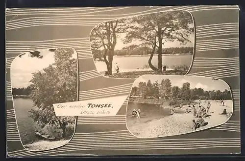 AK Klein Köris, Badegäste am Strand, Partie am Tonsee