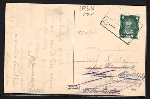 AK Isny i. Allgäu, Ortsansicht mit Bergpanorama