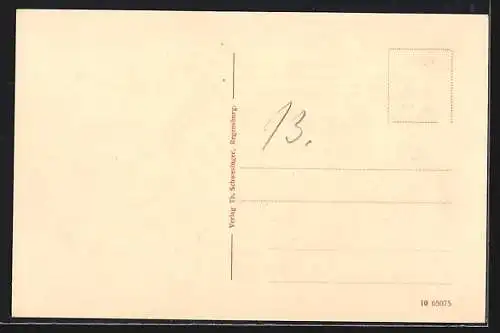 AK Regensburg, Partie am Brückentor mit Uhrenturm