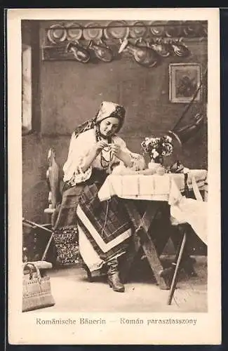 AK Rumänische Bäuerin in Tracht