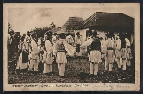 AK Rumänische Bauern in Trachten beim Landtanz
